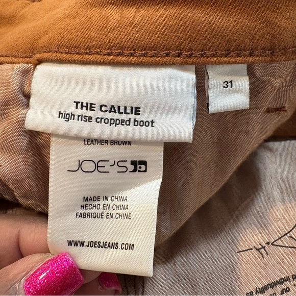Joe’s Jeans The Callie High Rise Cropped Boot Leather Brown, Size 31 - Picture 7 of 15